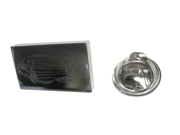 Silver Toned Rectangular Etched African Cichlid Fish Lapel Pin