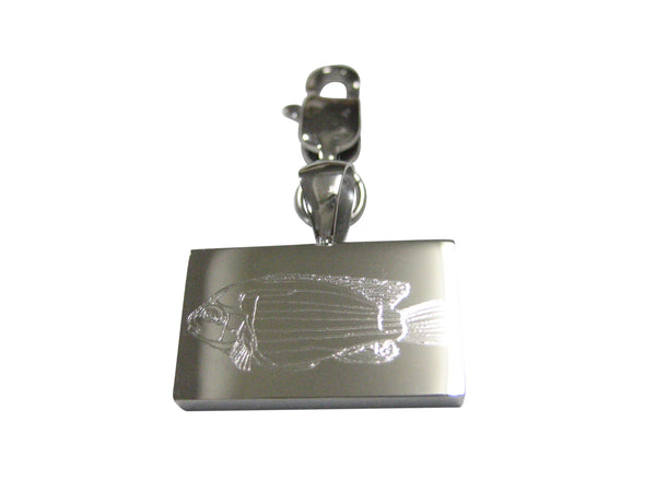 Silver Toned Rectangular Etched African Cichlid Fish Pendant Zipper Pull Charm
