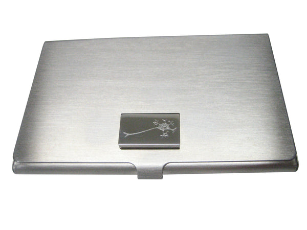 Silver Toned Rectangular Etched Anatomical Neuron Nerve Cell Business Card Holder