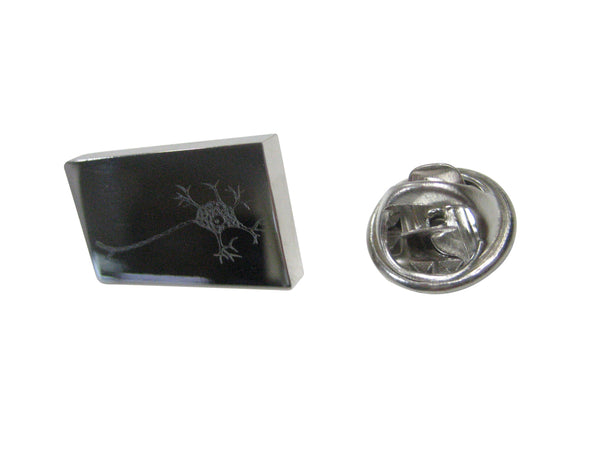 Silver Toned Rectangular Etched Anatomical Neuron Nerve Cell Lapel Pin