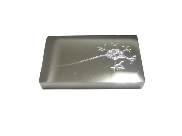 Silver Toned Rectangular Etched Anatomical Neuron Nerve Cell Magnet