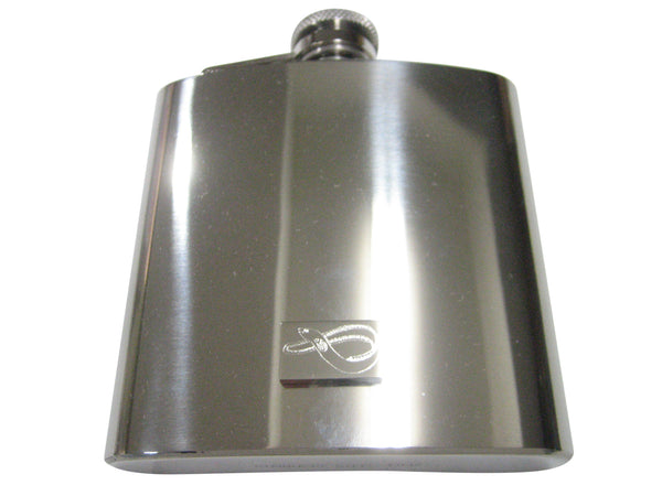Silver Toned Rectangular Etched Eel Fish 6oz Flask