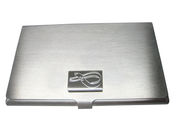 Silver Toned Rectangular Etched Eel Fish Business Card Holder