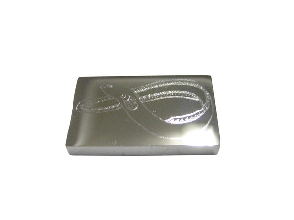 Silver Toned Rectangular Etched Eel Fish Magnet