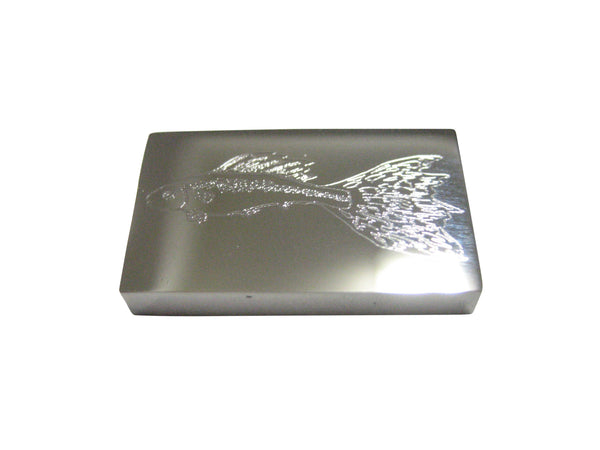 Silver Toned Rectangular Etched Guppy Fish Magnet
