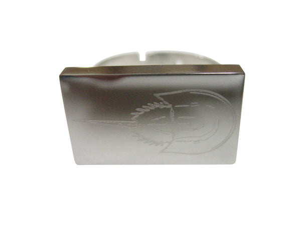 Silver Toned Rectangular Etched Horseshoe Crab Adjustable Size Fashion Ring