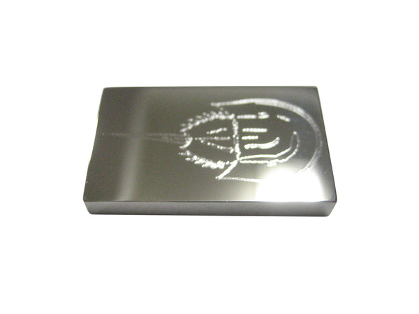 Silver Toned Rectangular Etched Horseshoe Crab Magnet