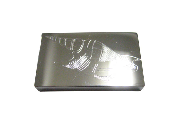 Silver Toned Rectangular Etched Sea Shell Magnet