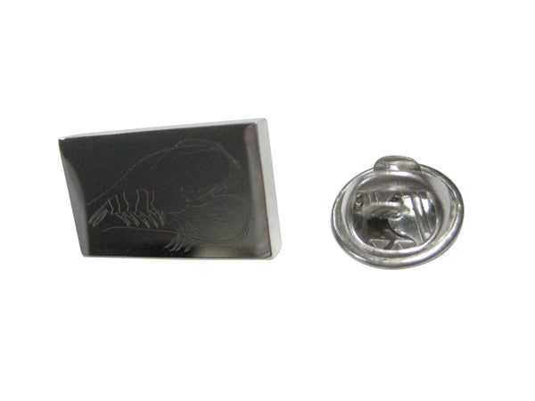 Silver Toned Rectangular Etched Shrimp Lapel Pin