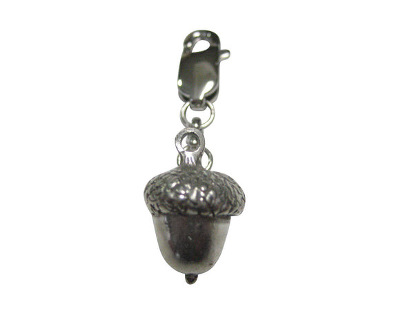 Silver Toned Round Acorn Pendant Zipper Pull Charm