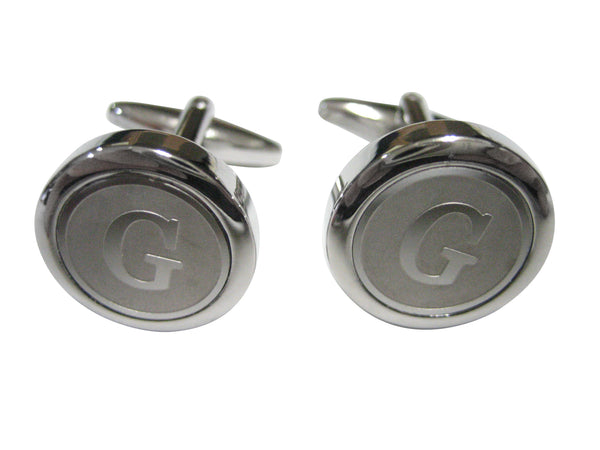 Silver Toned Round Letter G Monogram Cufflinks
