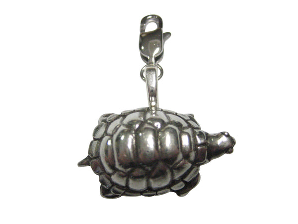 Silver Toned Round Turtle Tortoise Pendant Zipper Pull Charm
