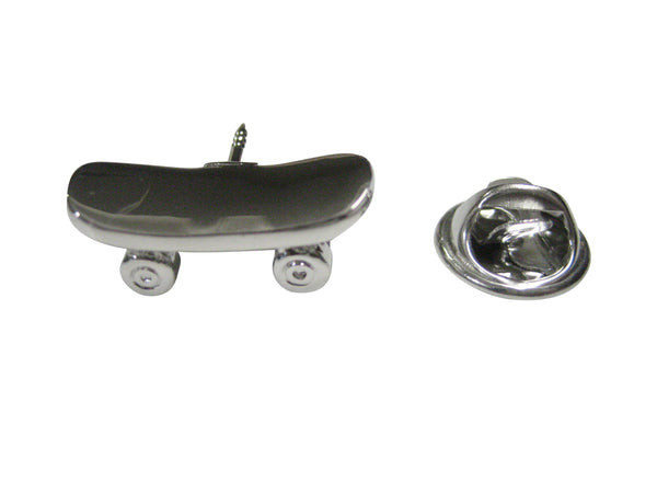 Silver Toned Skateboard Lapel Pin