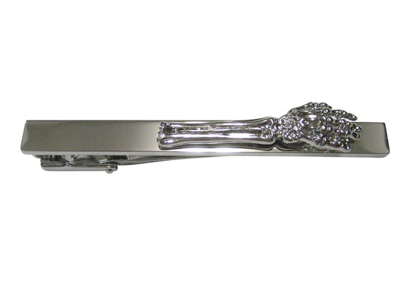 Silver Toned Skeleton Arm Tie Clip