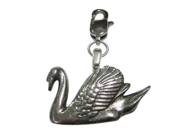 Silver Toned Sleek Swan Bird Pendant Zipper Pull Charm