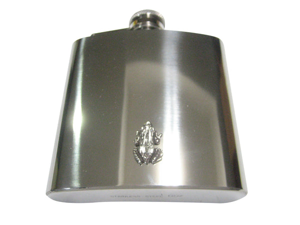 Silver Toned Small Detailed Frog Toad 6oz Flask