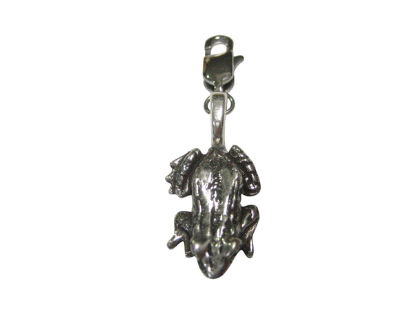 Silver Toned Small Detailed Frog Toad Pendant Zipper Pull Charm