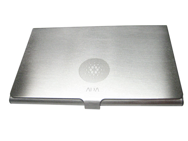 Silver Toned Small Etched Sleek Cardano Coin Cryptocurrency Blockchain Business Card Holder