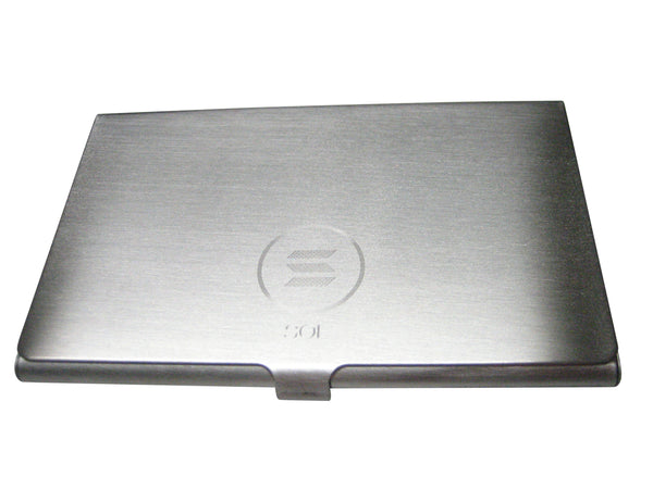 Silver Toned Small Etched Sleek Solana Coin Cryptocurrency Blockchain Business Card Holder