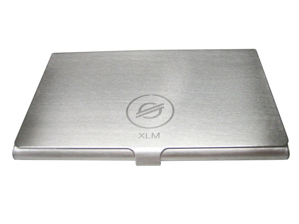 Silver Toned Small Etched Sleek Stellar Lumens Coin XLM Cryptocurrency Blockchain Business Card Holder