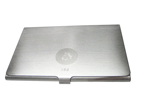 Silver Toned Small Etched Sleek Uniswap Coin Cryptocurrency Blockchain Business Card Holder