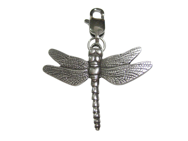 Silver Toned Smooth Dragonfly Bug Insect Pendant Zipper Pull Charm