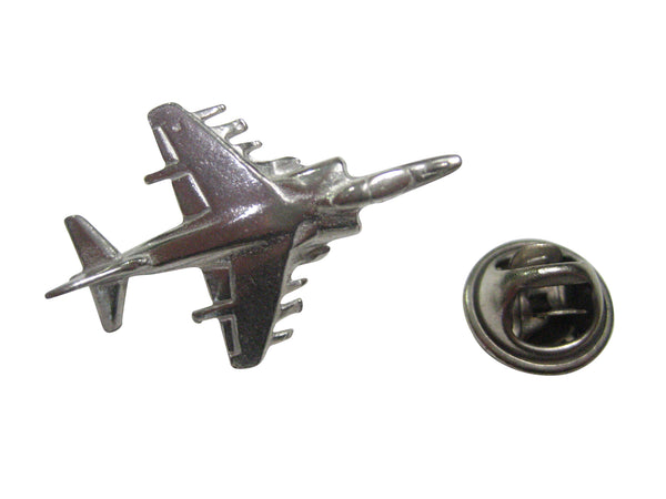 Silver Toned Smooth Harrier Jet Plane Lapel Pin