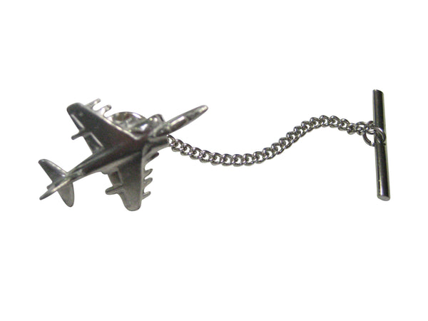 Silver Toned Smooth Harrier Jet Plane Tie Tack