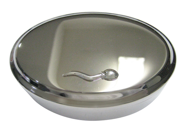 Silver Toned Sperm Cell Oval Trinket Jewelry Box