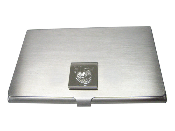 Silver Toned Square Etched Anatomical Heart Business Card Holder