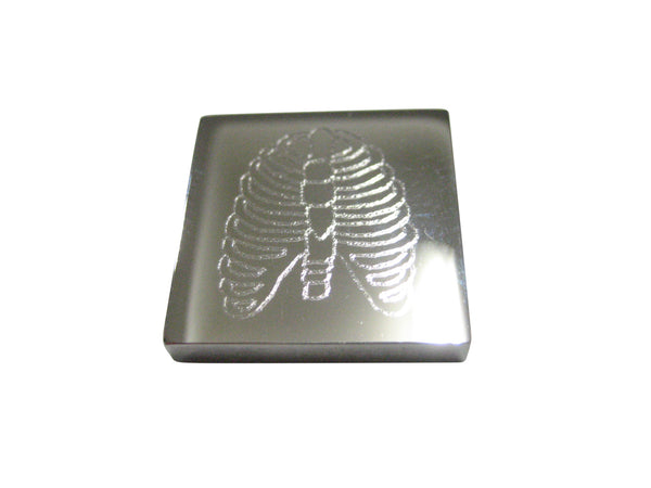 Silver Toned Square Etched Anatomical Rib Cage Magnet