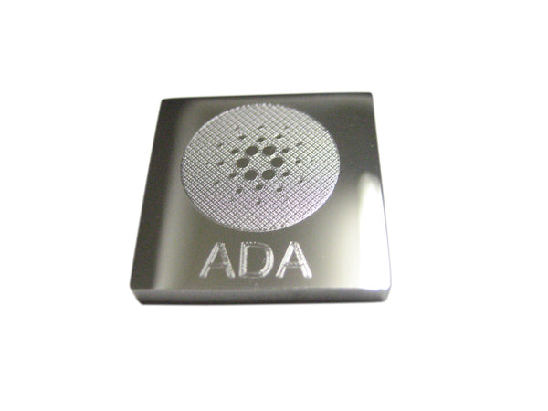 Silver Toned Square Etched Cardano Coin ADA Cryptocurrency Blockchain Magnet