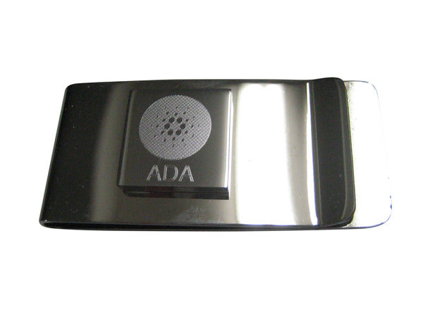 Silver Toned Square Etched Cardano Coin ADA Cryptocurrency Blockchain Money Clip