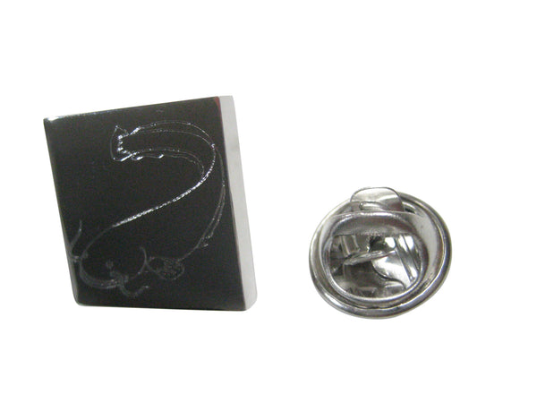 Silver Toned Square Etched Catfish Lapel Pin