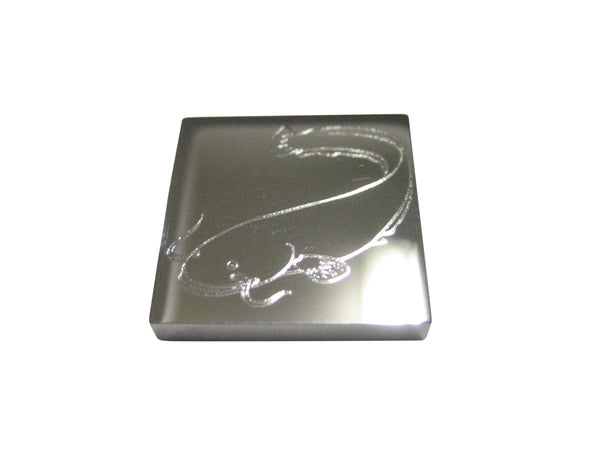 Silver Toned Square Etched Catfish Magnet