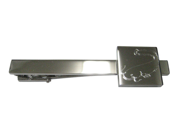 Silver Toned Square Etched Catfish Tie Clip
