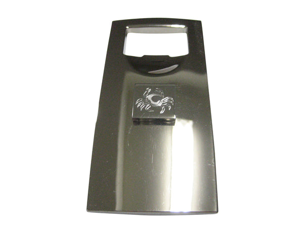 Silver Toned Square Etched Crab Bottle Opener