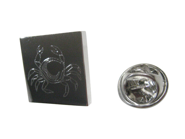 Silver Toned Square Etched Crab Lapel Pin