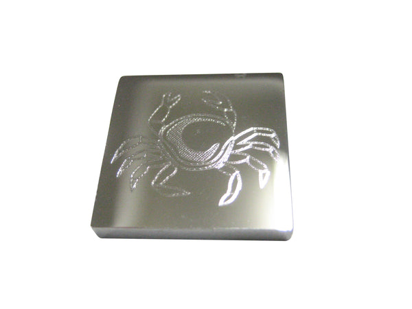 Silver Toned Square Etched Crab Magnet