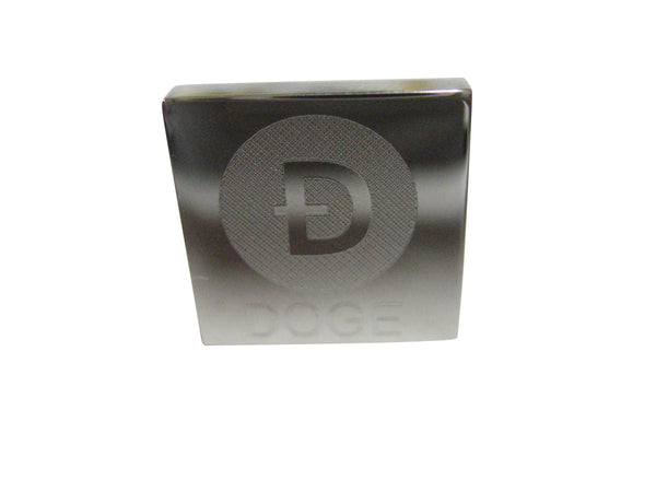 Silver Toned Square Etched Doge Coin Cryptocurrency Blockchain Adjustable Size Fashion Ring