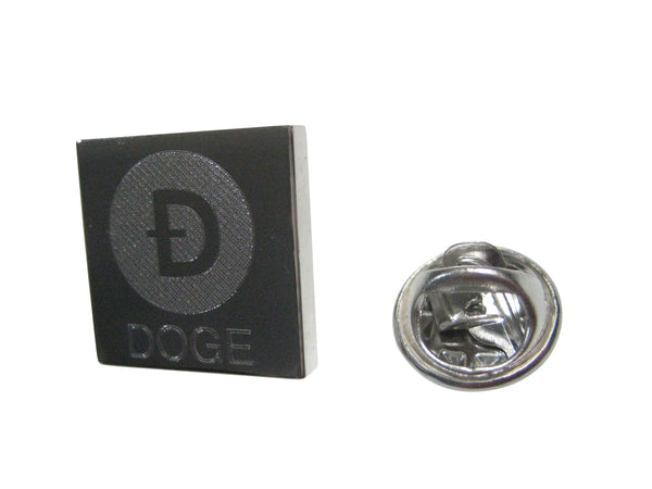 Silver Toned Square Etched Doge Coin Cryptocurrency Blockchain Lapel Pin