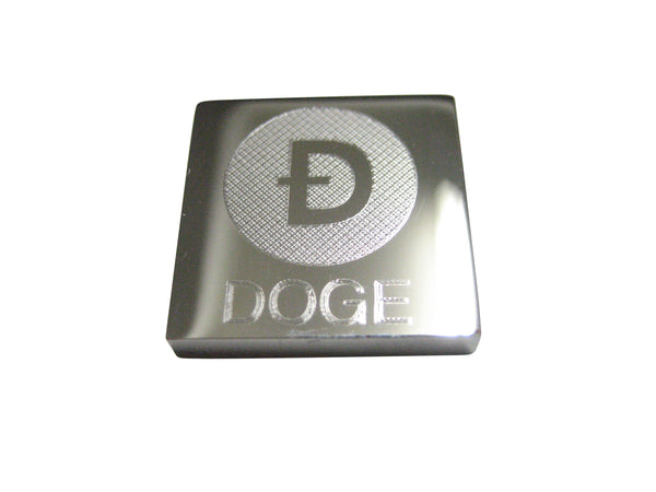 Silver Toned Square Etched Doge Coin Cryptocurrency Blockchain Magnet