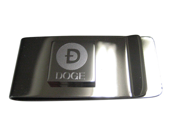 Silver Toned Square Etched Doge Coin Cryptocurrency Blockchain Money Clip