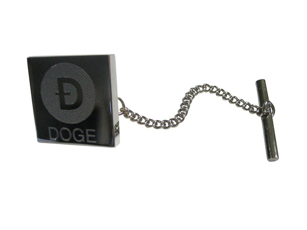 Silver Toned Square Etched Doge Coin Cryptocurrency Blockchain Tie Tack