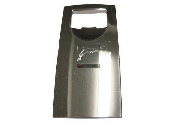 Silver Toned Square Etched Dolphin Bottle Opener