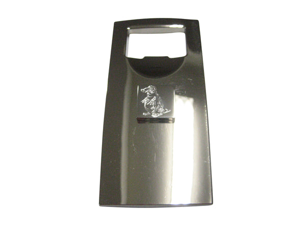 Silver Toned Square Etched Duck Billed Platypus Bottle Opener