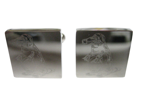 Silver Toned Square Etched Duck Billed Platypus Cufflinks
