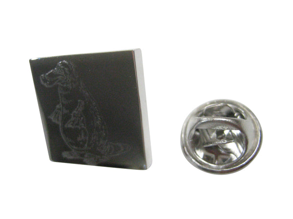 Silver Toned Square Etched Duck Billed Platypus Lapel Pin