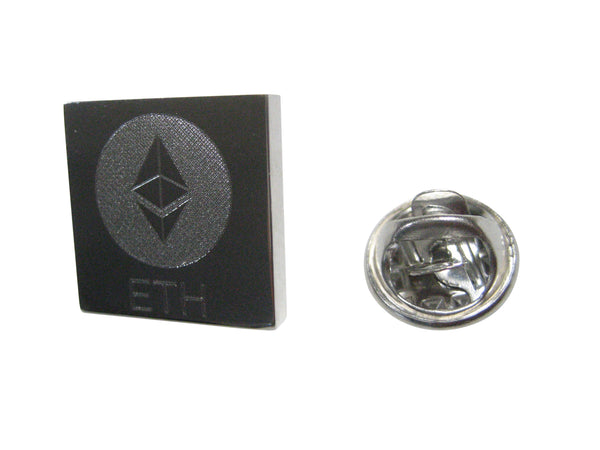 Silver Toned Square Etched Ethereum Coin Cryptocurrency Blockchain Lapel Pin