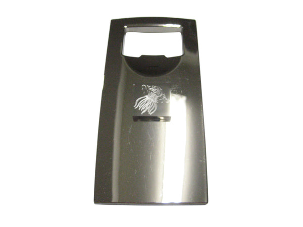 Silver Toned Square Etched Jellyfish Bottle Opener